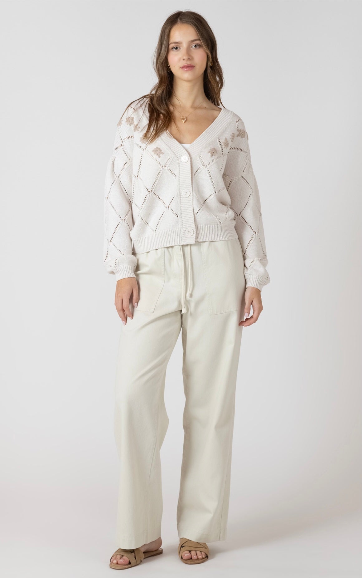 DEX CARDIGAN EMBROIDERED DETAIL