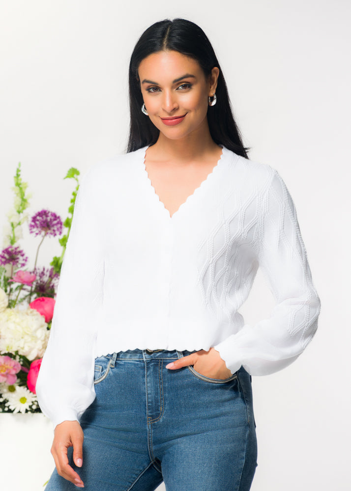 ELENA WANG CARDIGAN SCALLOPED