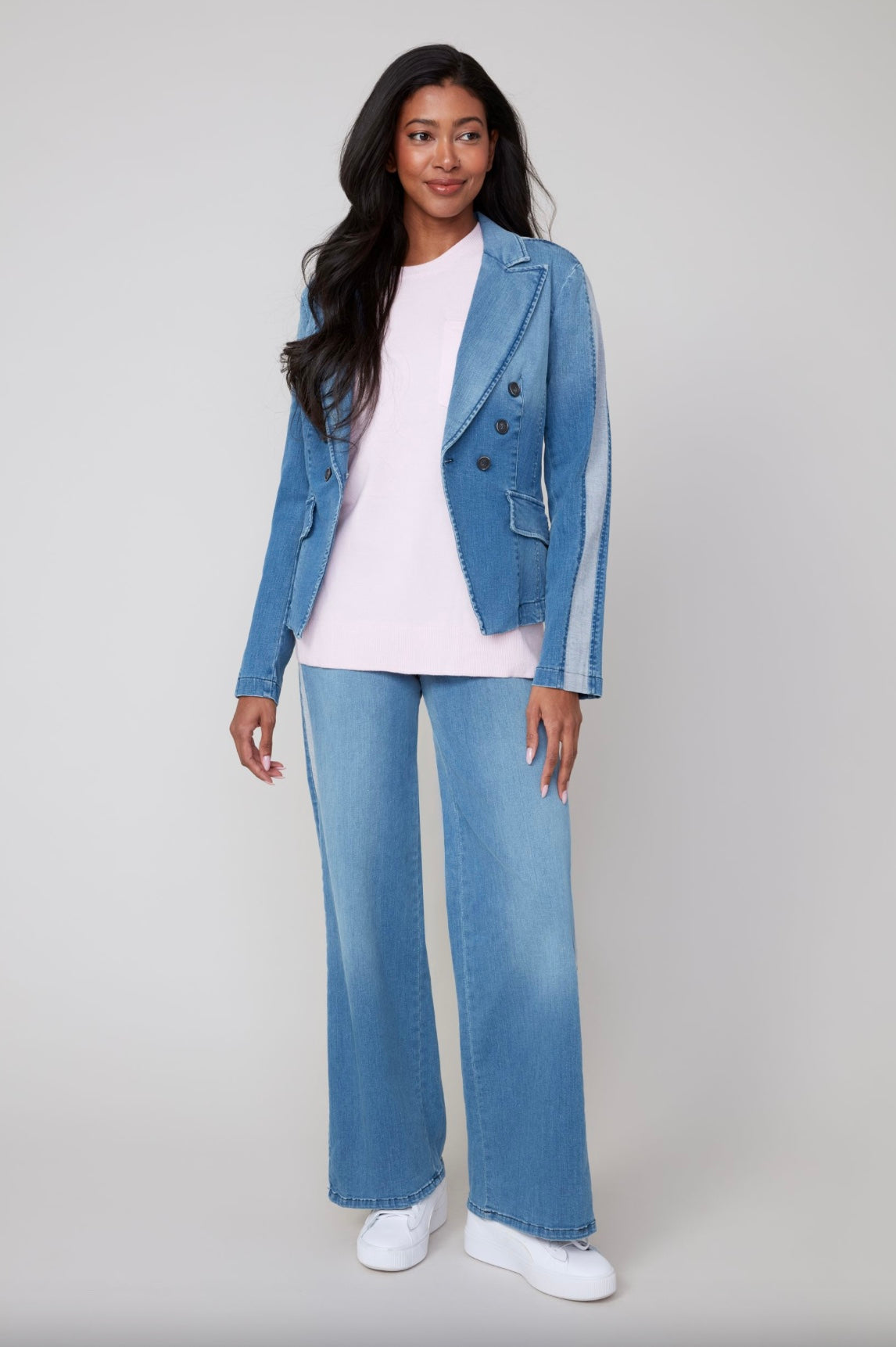 RENUAR DENIM BUTTON FRONT BLAZER