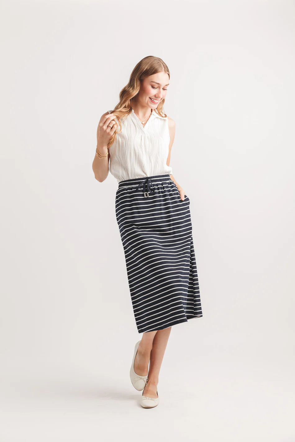 PAP STRIPED KNIT SKIRT