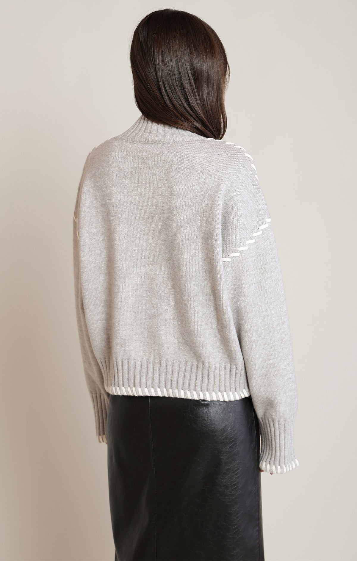 BLACK TAPE SWEATER with STITCHED DETAIL
