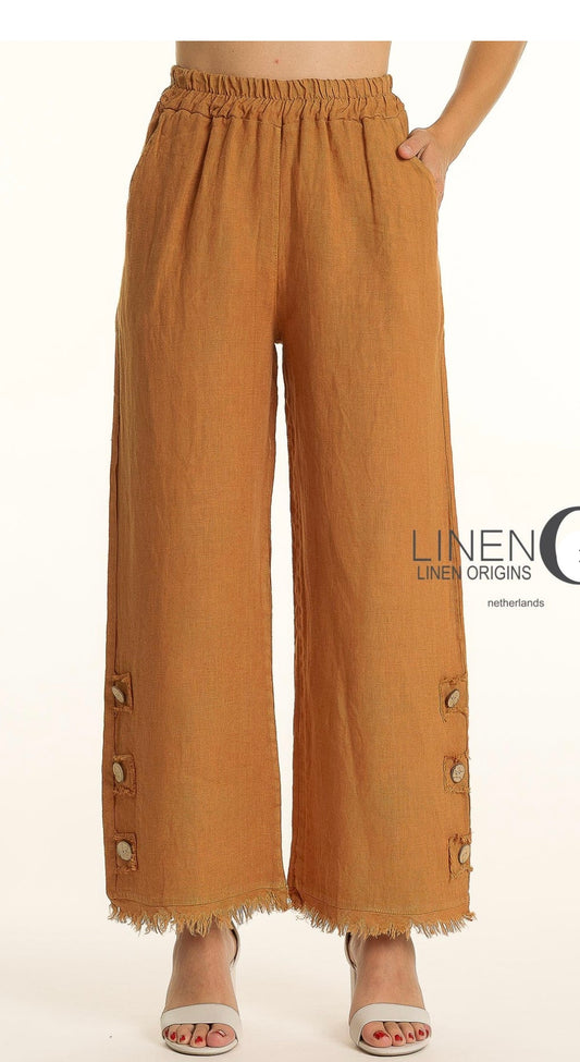 LINEN O PANT W/BUTTON DETAILS