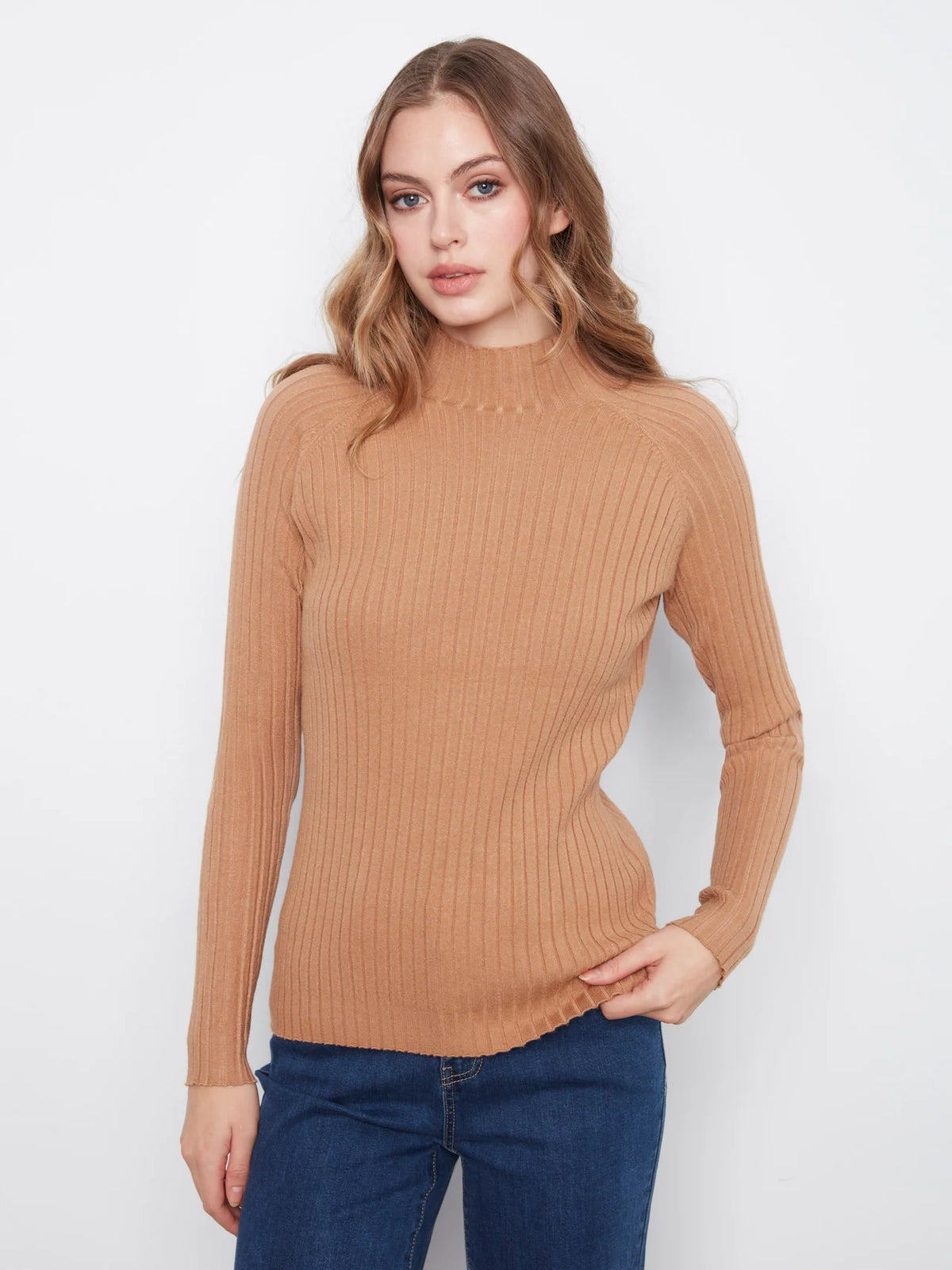 CHAR SWEATER RIBBED MOCK NECK