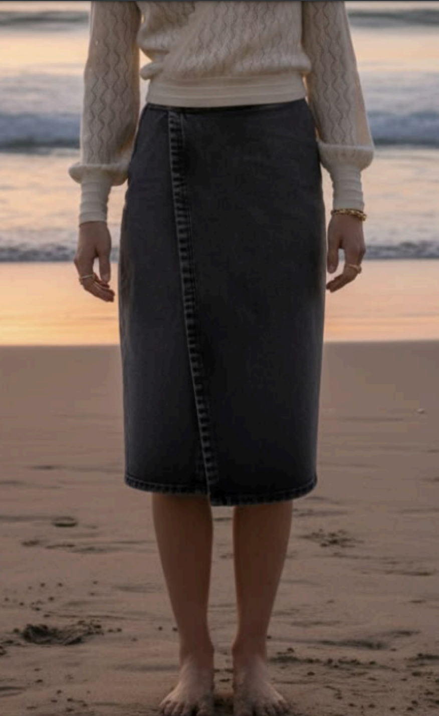 WESLYNN JADE DENIM WRAP SKIRT