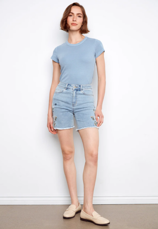 CHAR SHORT EMBROIDERED DETAIL