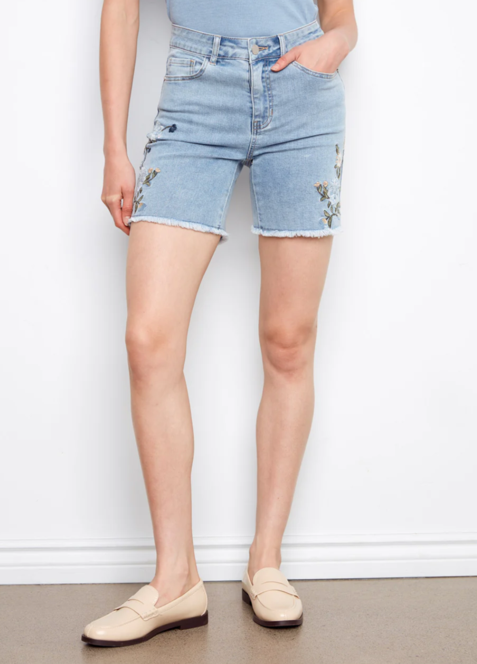 CHAR SHORT EMBROIDERED DETAIL