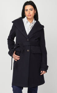 BLACK TAPE HOODED TRENCH OUTERWEAR