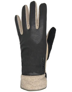 AUCLAIR LEATHER WOOL BLEND GLOVES