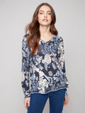 CHARLIE V-NECK PRINTED SWEATER