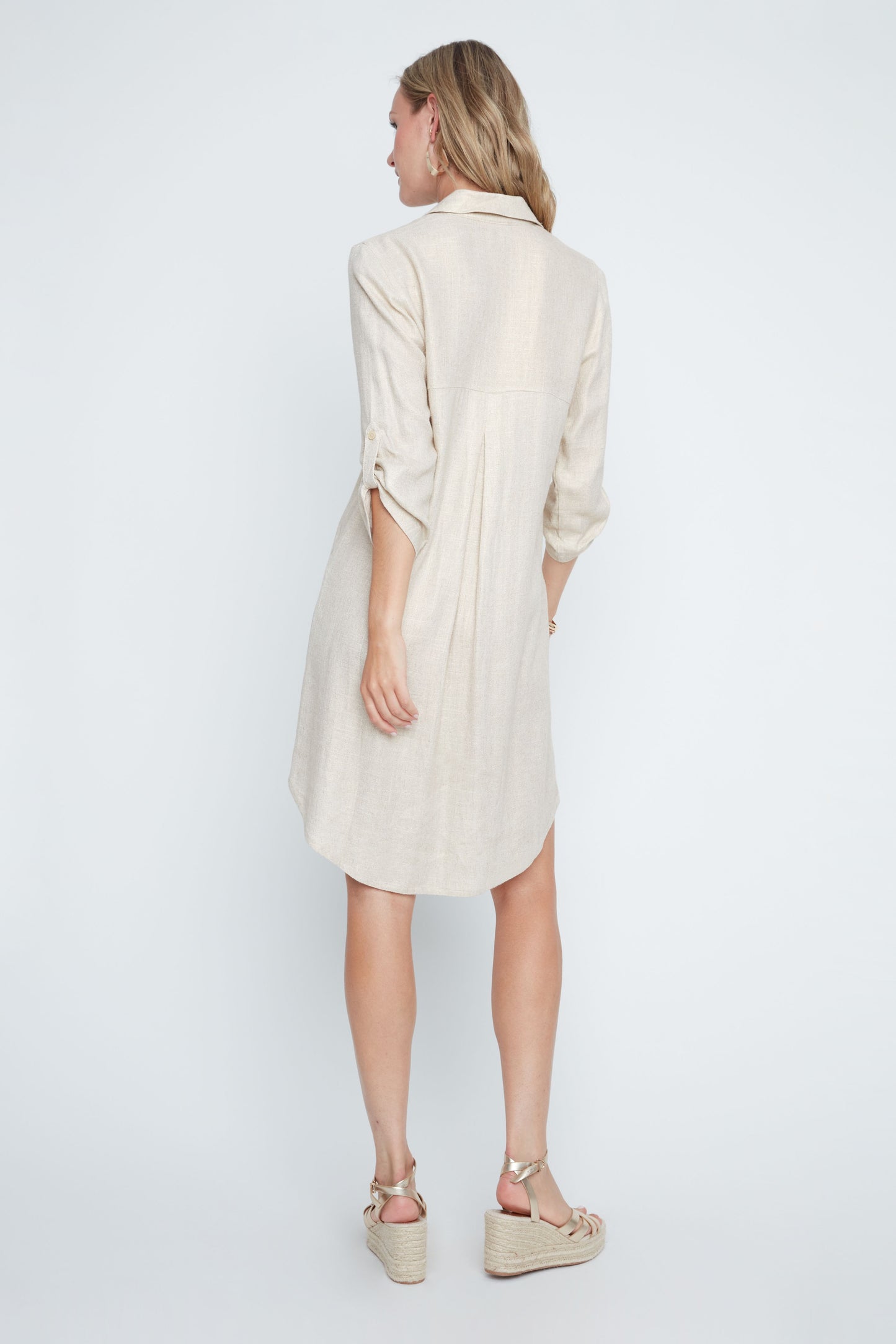 RENUAR DRESS V-NK W/BUTTON DET
