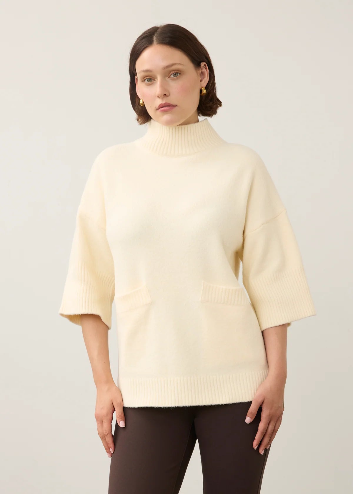 FDJ SWEATER MOCK NECK ELBOW SLEEVE