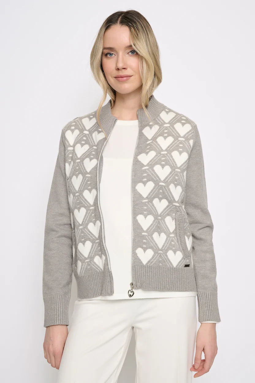 PCDILLY ZIP FRONT CARDIGAN HEART