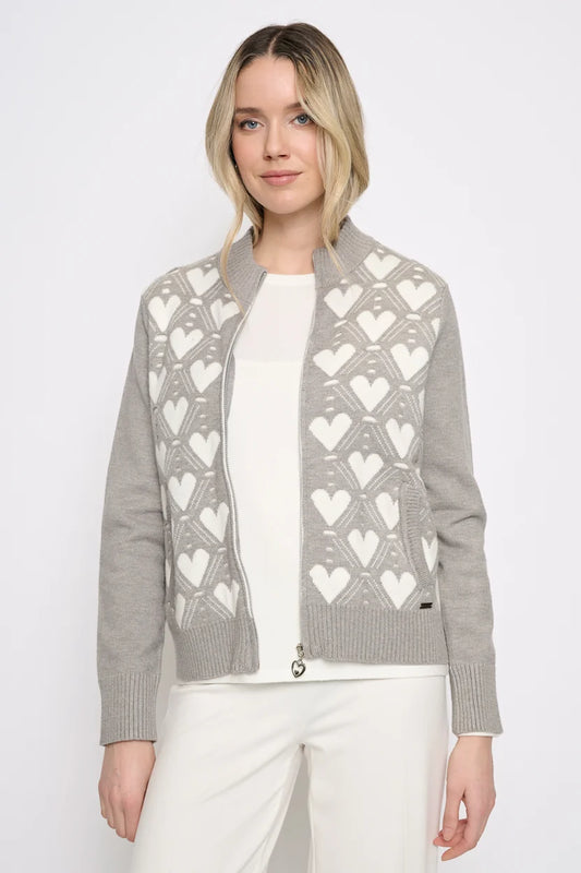 PCDILLY ZIP FRONT CARDIGAN HEART