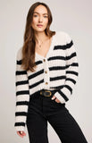 GF BUTTON FRONT STRIPED CARDIGAN
