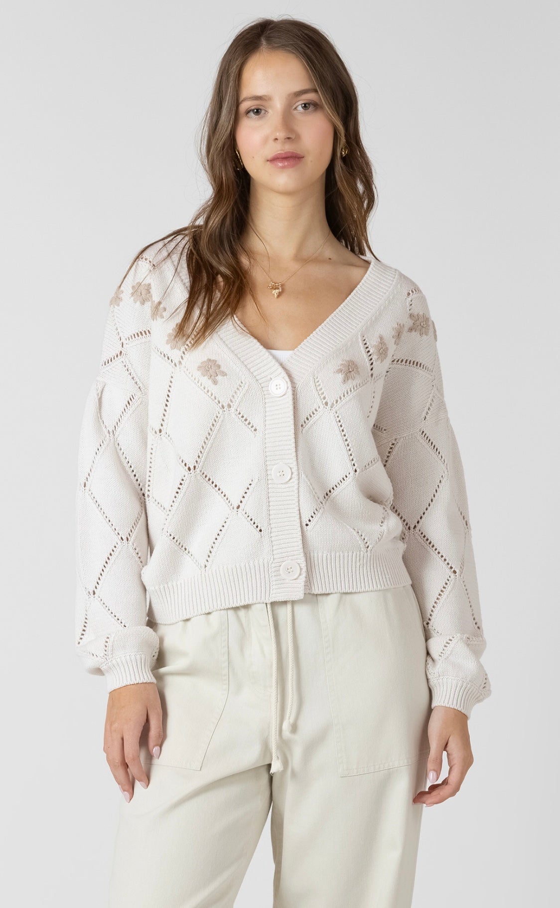 DEX CARDIGAN EMBROIDERED DETAIL