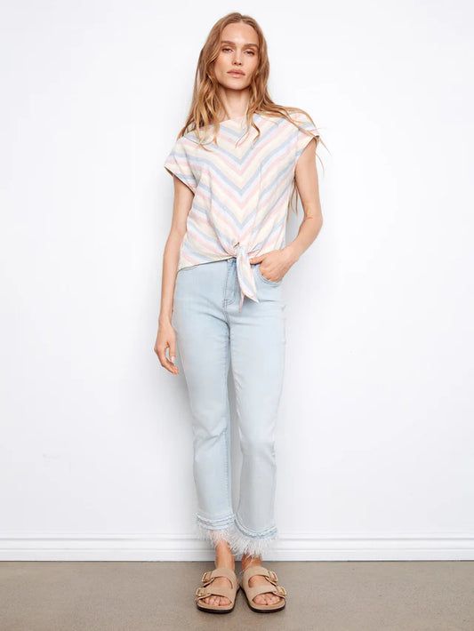 CHAR TOP FRONT TIE LINEN