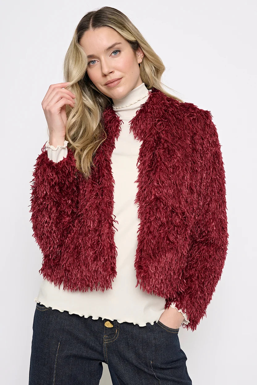 PCDILLY FAUX FEATHER JACKET