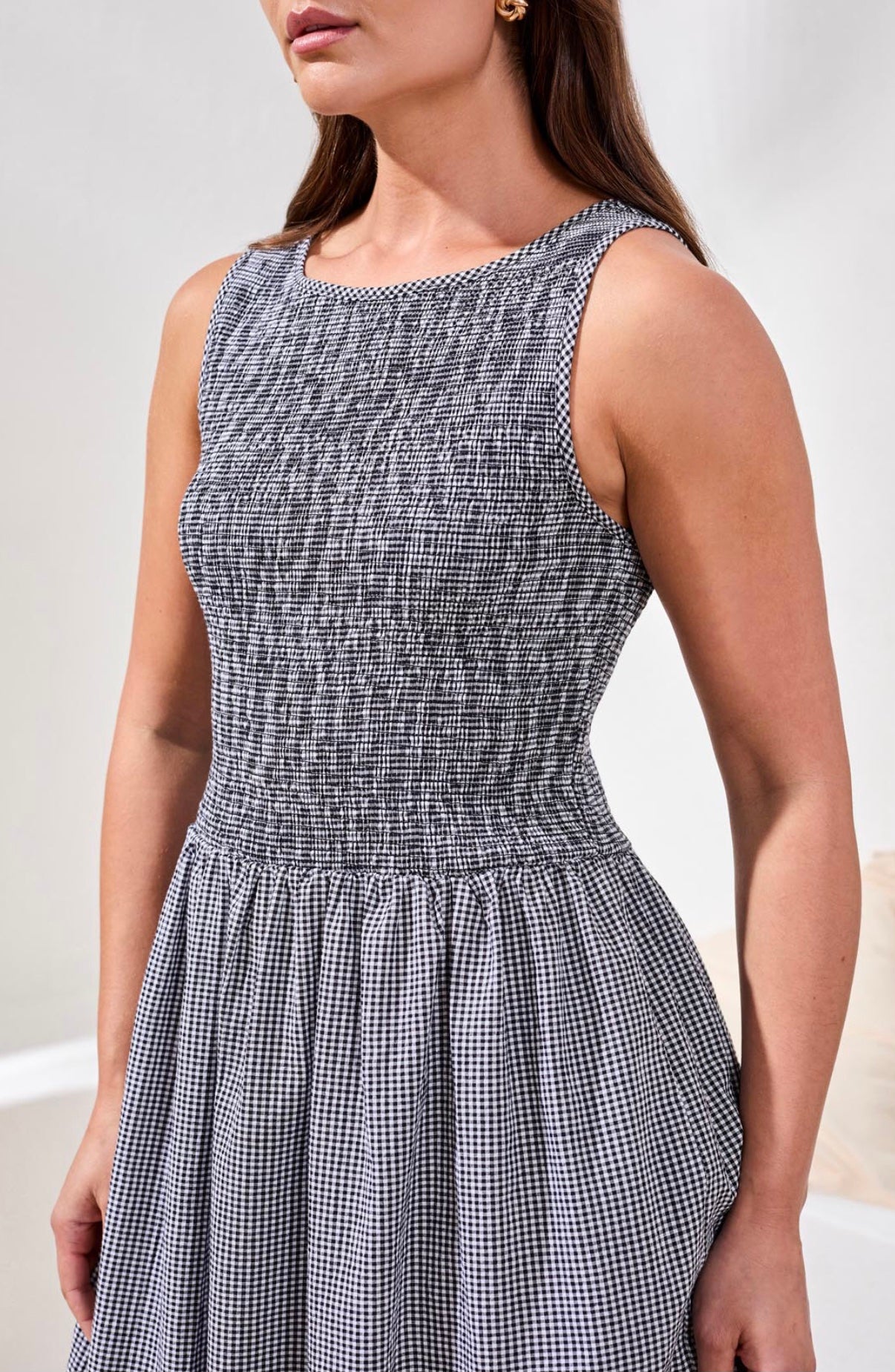 TRIBAL DRESS SHIRRING DETAIL