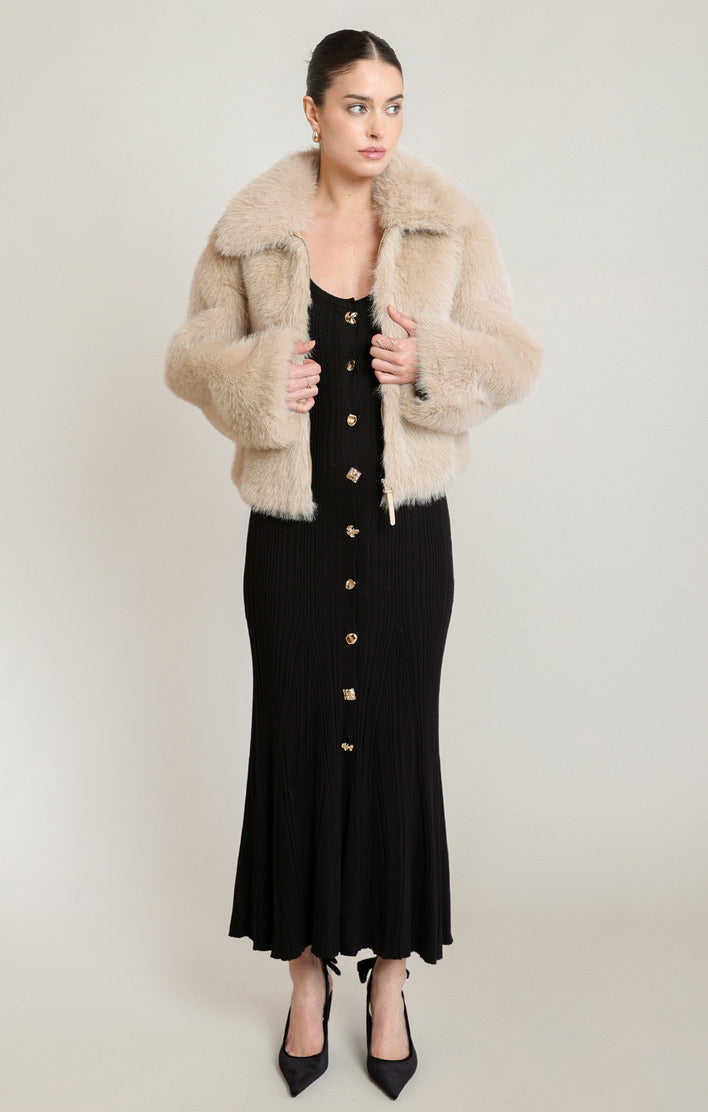 BLACK TAPE JACKET FAUX FUR