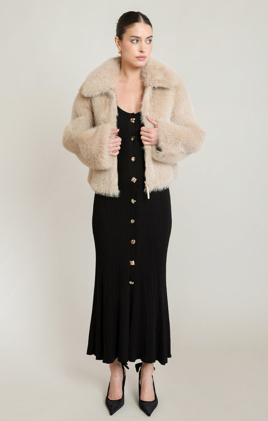 BLACK TAPE JACKET FAUX FUR