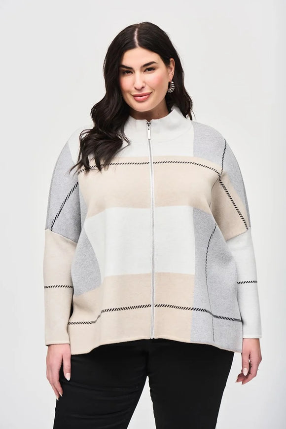 JOSEPH RIBKOFF ZIP FRONT SWEATER