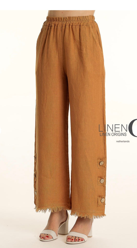 LINEN O PANT W/BUTTON DETAILS