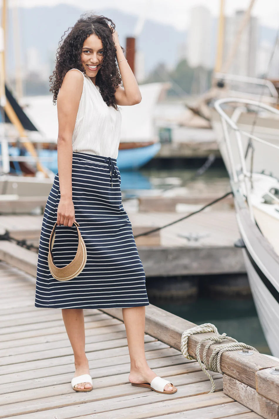 PAP STRIPED KNIT SKIRT