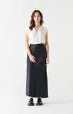 BLACK TAPE SATIN MAXI SKIRT