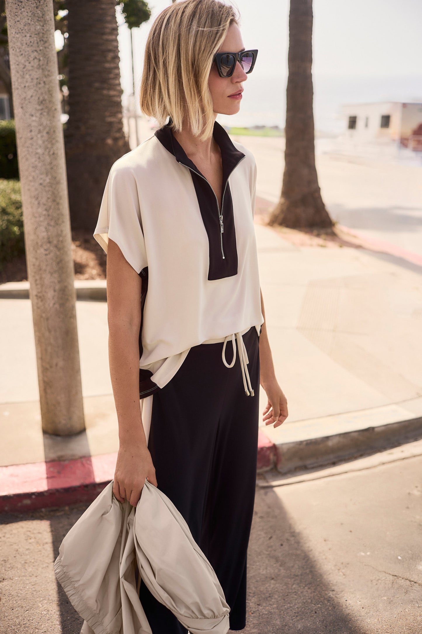 JOSEPH R ZIP NECK TOP