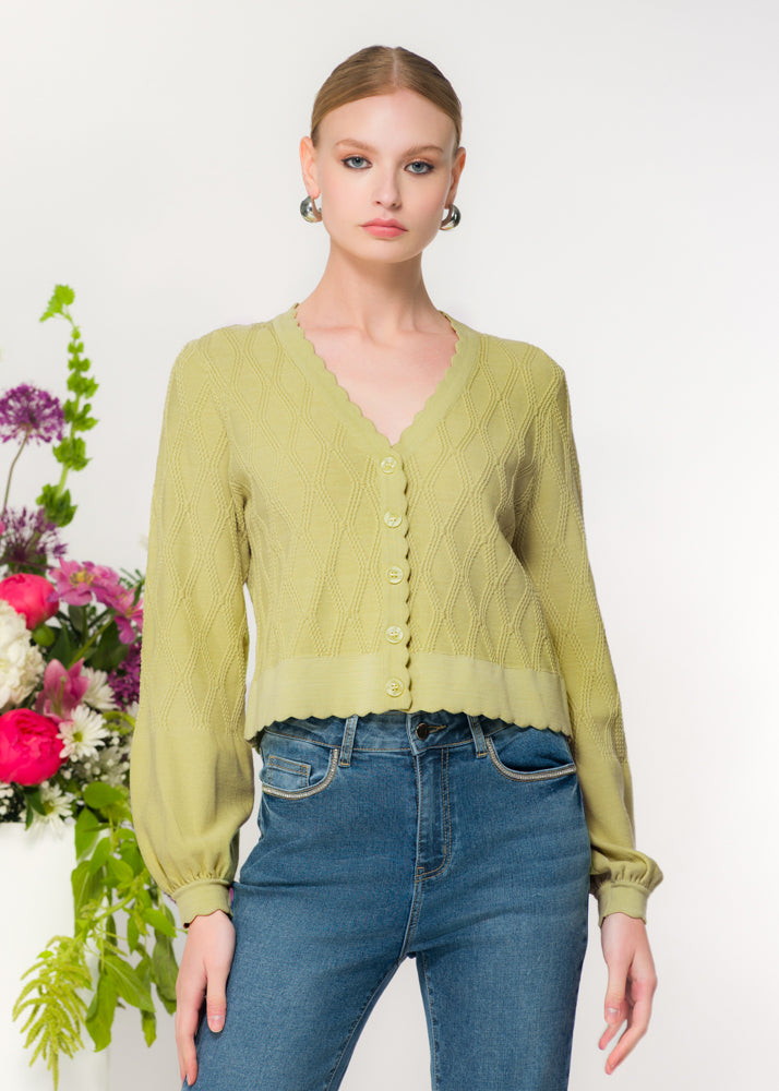 ELENA WANG CARDIGAN SCALLOPED