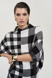 JOSEPH RIBKOFF PLEATHER TRIM PONCHO