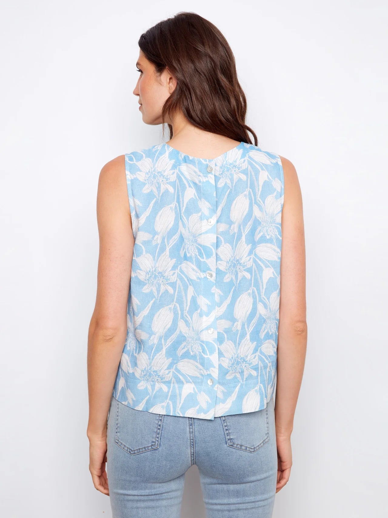 CHARLIE SLEEVELESS PRINT BLOUSE