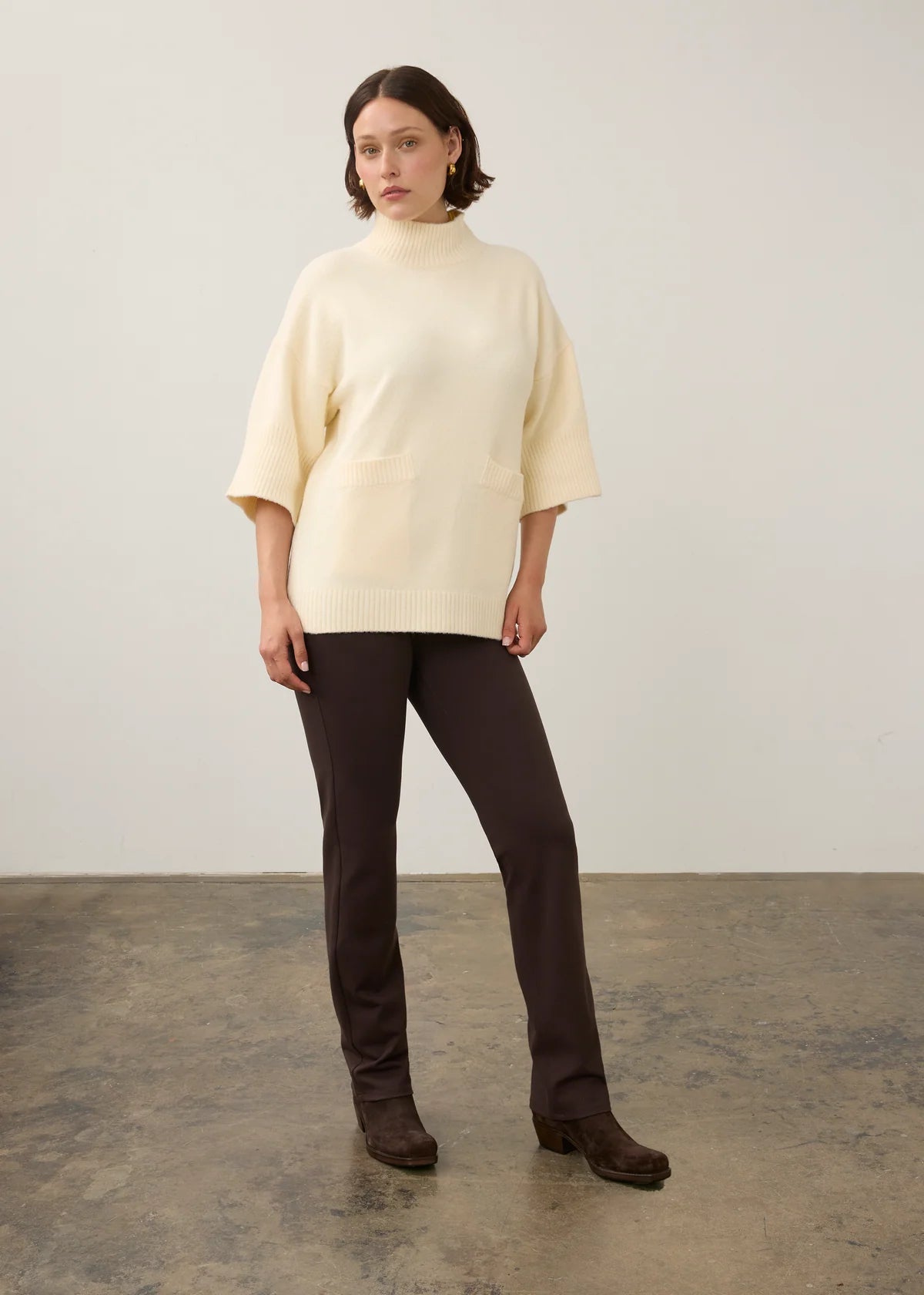 FDJ SWEATER MOCK NECK ELBOW SLEEVE