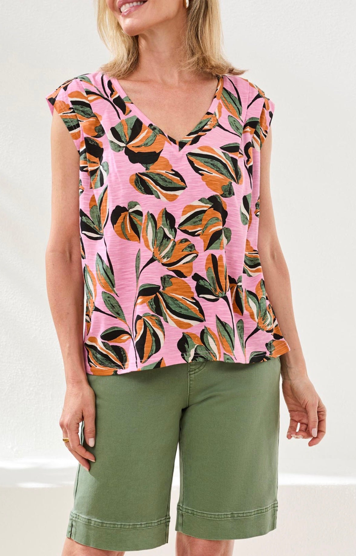 TRIBAL TOP CAP SLEEVE V-NK