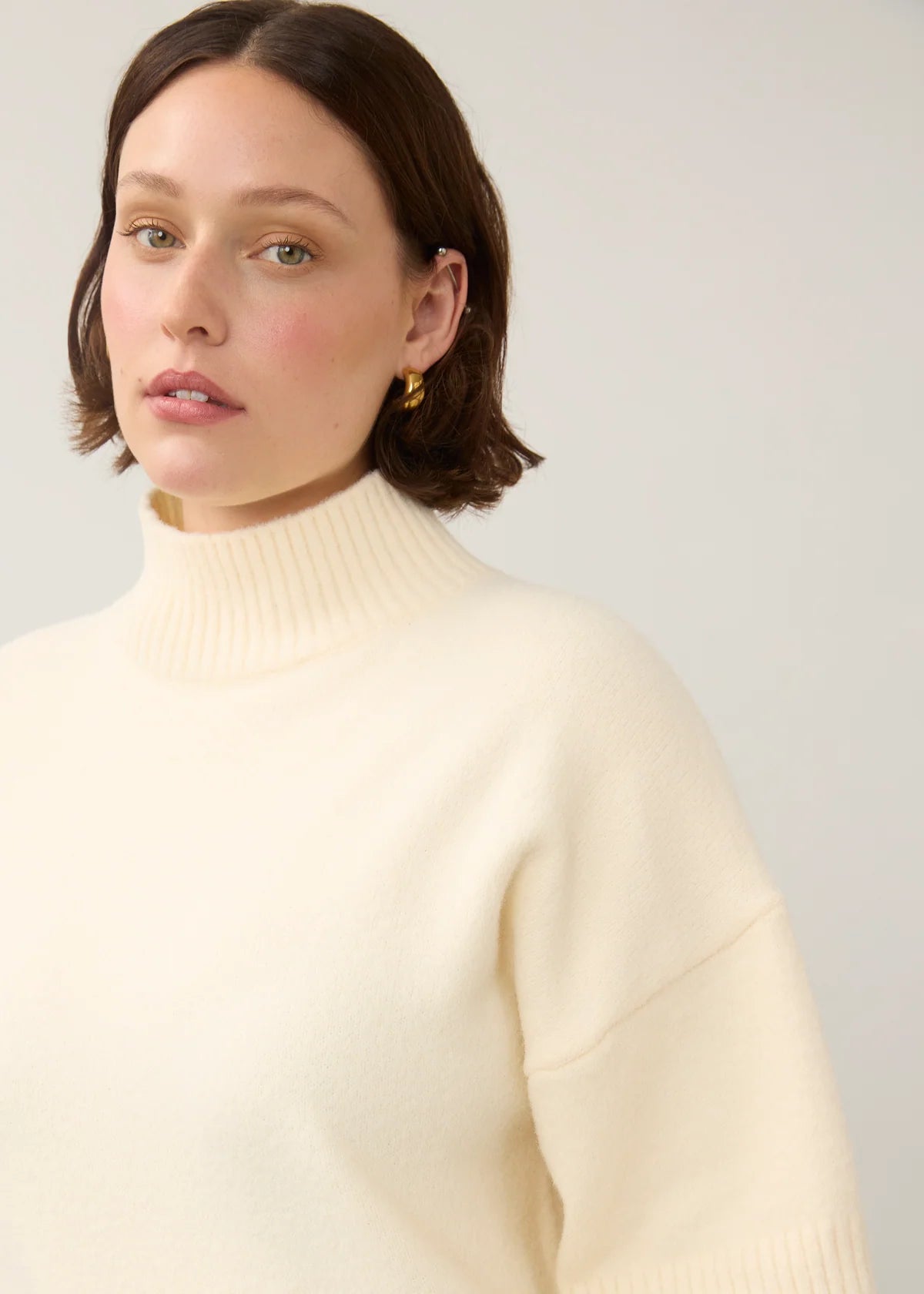 FDJ SWEATER MOCK NECK ELBOW SLEEVE