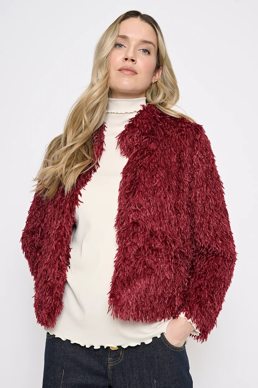 PCDILLY FAUX FEATHER JACKET