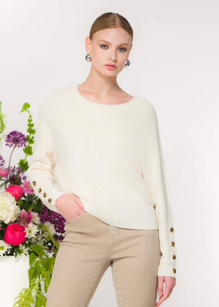 ELENA WANG SWEATER BUTTON DETA