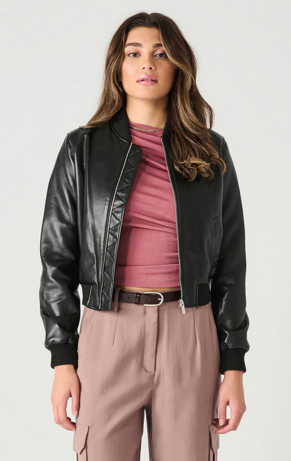 DEX FAUX LEATHER BOMBER JACKET