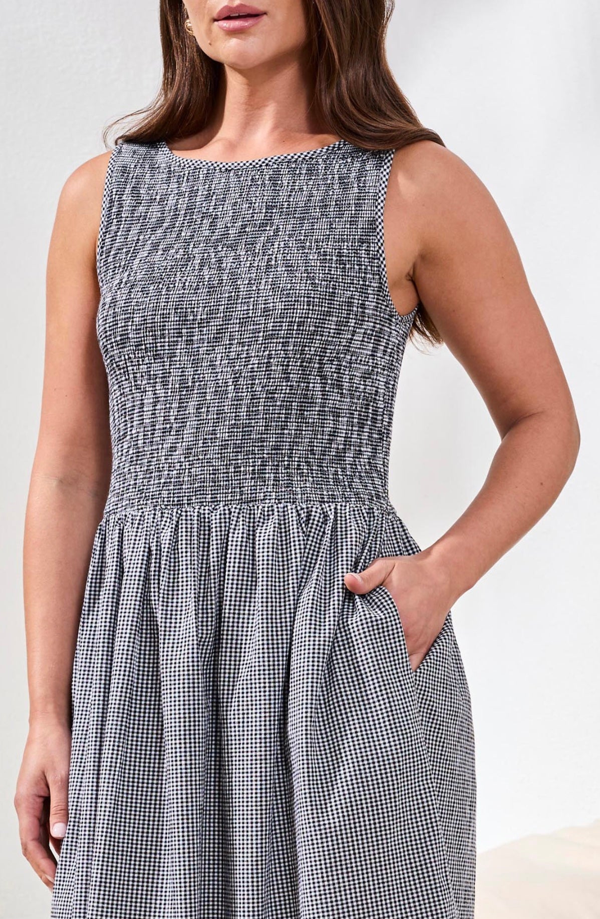 TRIBAL DRESS SHIRRING DETAIL