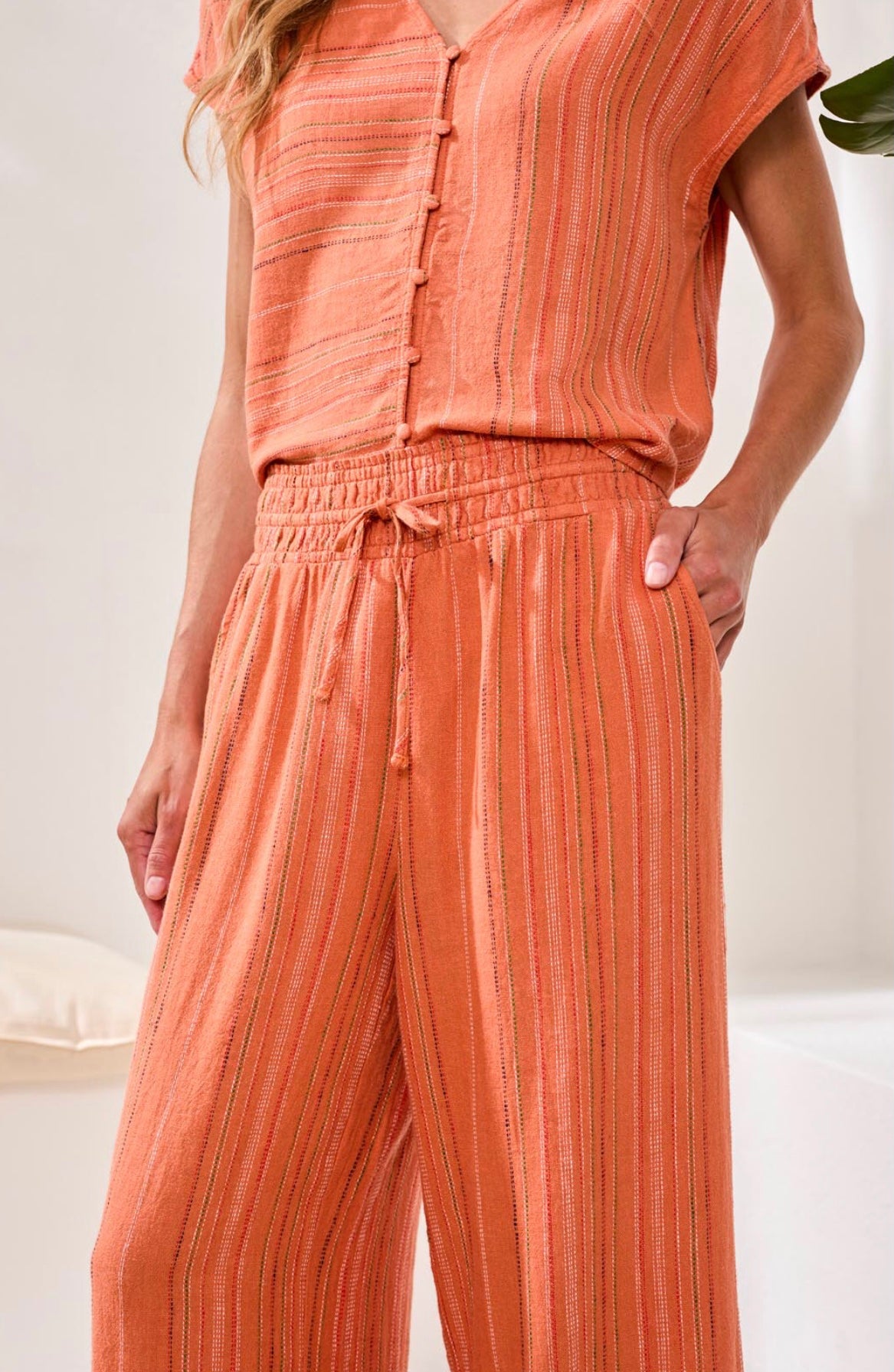 TRIBAL LINEN WIDE LEG PANT