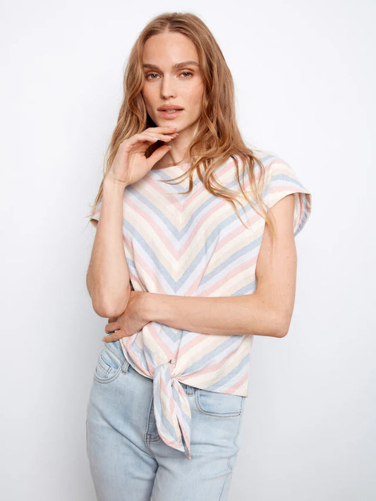 CHAR TOP FRONT TIE LINEN