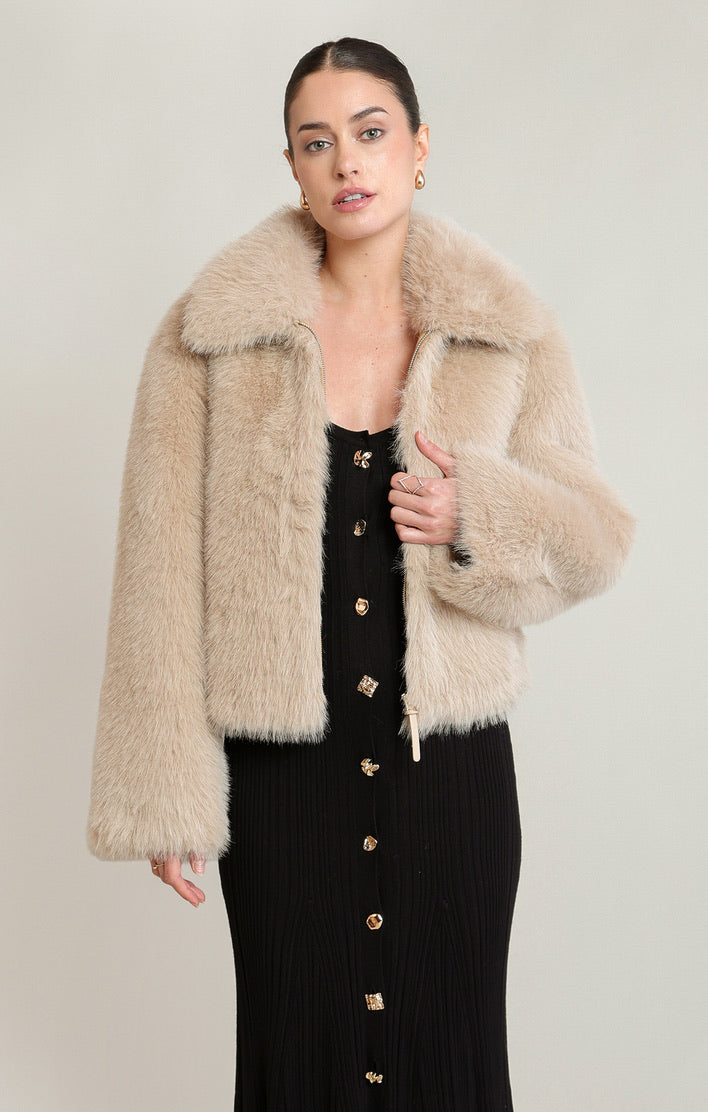 BLACK TAPE JACKET FAUX FUR