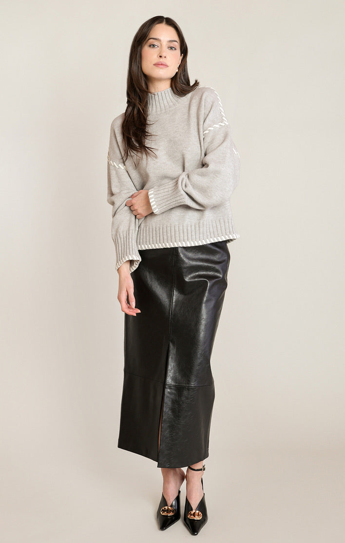 BLACK TAPE SWEATER with STITCHED DETAIL