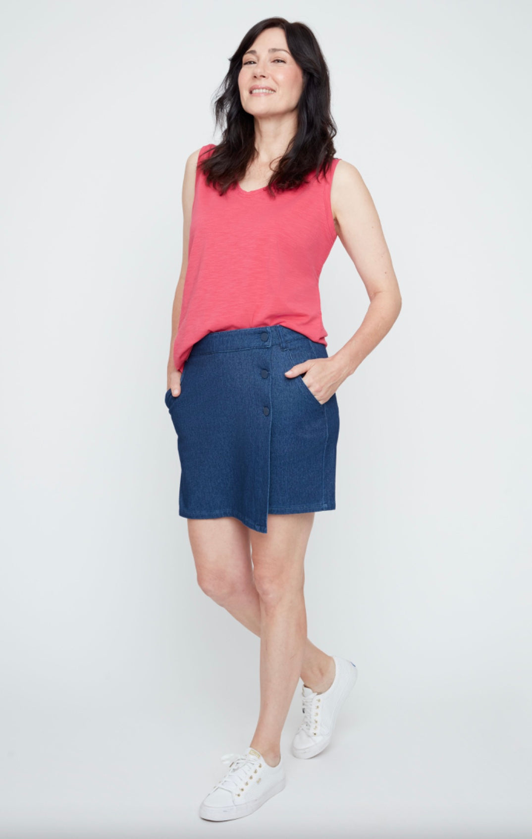 RENUAR BUTTON V-NECK TANK TOP
