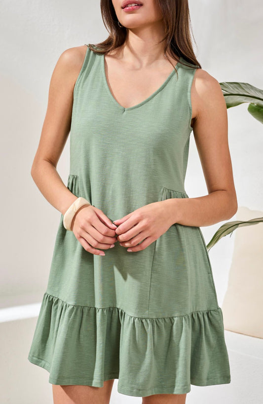 TRIBAL SLEEVELESS V-NECK DRESS