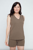 RENUAR BUTTON V-NECK TANK TOP