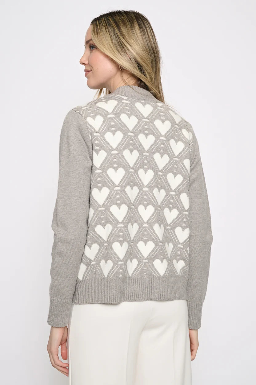 PCDILLY ZIP FRONT CARDIGAN HEART