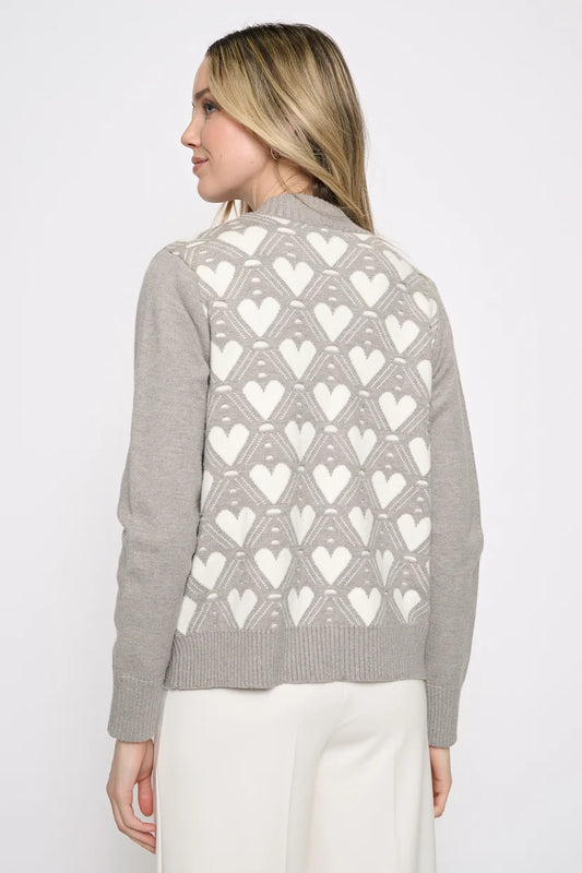 PCDILLY ZIP FRONT CARDIGAN HEART