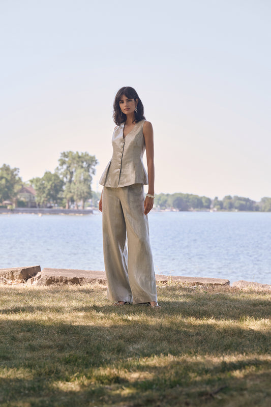 JOSEPH R LINEN WIDE LEG PANT
