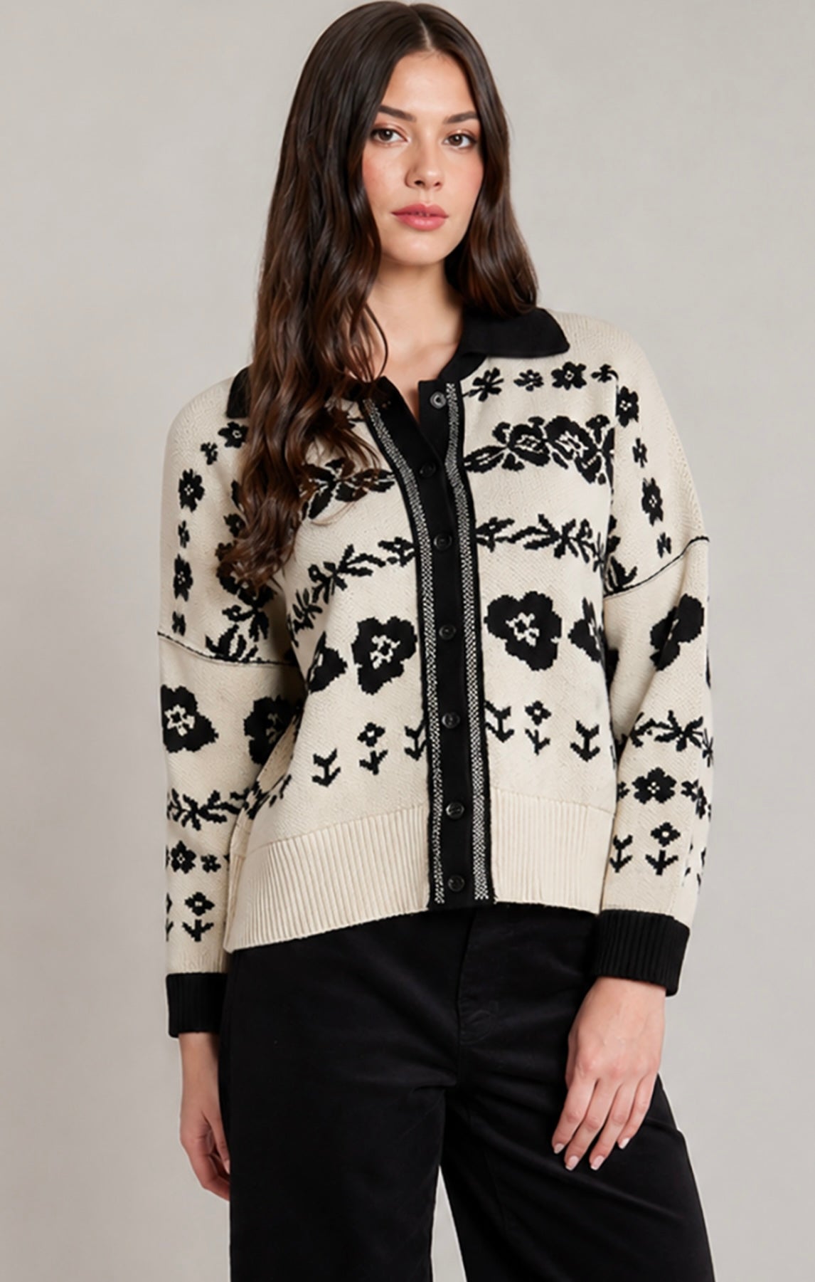 DEX JACQUARD CARDIGAN